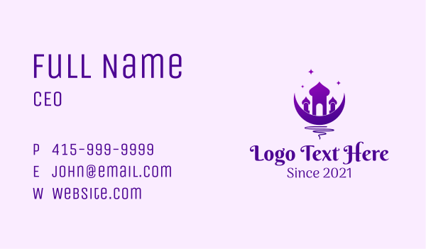 Purple Islam Mosque  Business Card Design