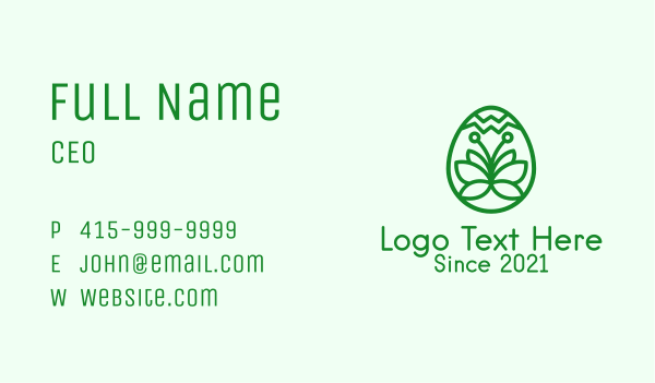 Green Flower Egg Business Card Design Image Preview