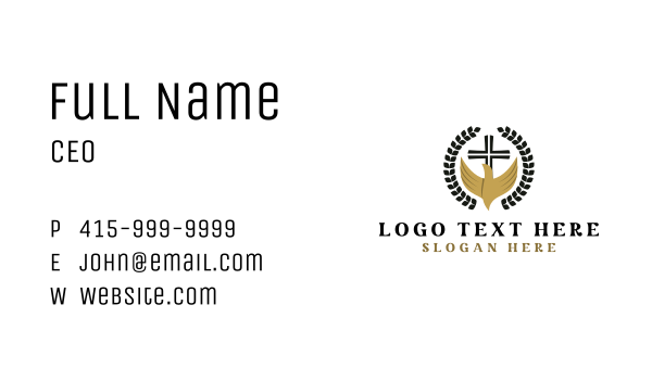Cross Dove Wreath Business Card Design Image Preview