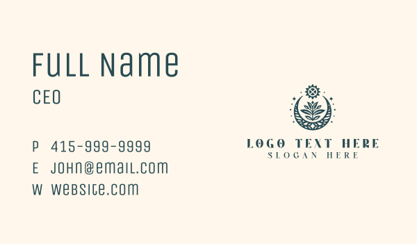 Boho Flower Crescent Business Card Design Image Preview