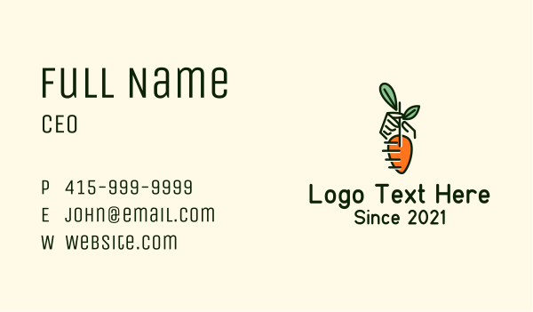 Farmer Hand Carrot Business Card Design Image Preview