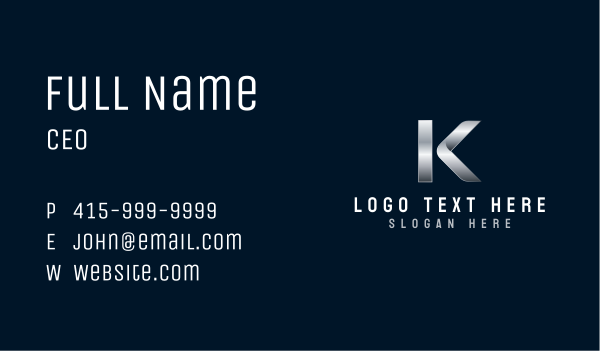 Metallic Industrial Iron Letter K Business Card Design Image Preview