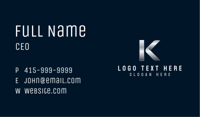 Metallic Industrial Iron Letter K Business Card Image Preview