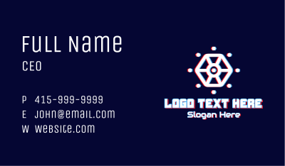 Glitchy Hexagon Tech Business Card Image Preview