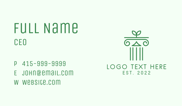 Natural Eco Pillar  Business Card Design Image Preview