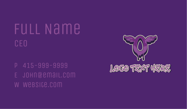 Graffiti Wing Letter O Business Card Design Image Preview