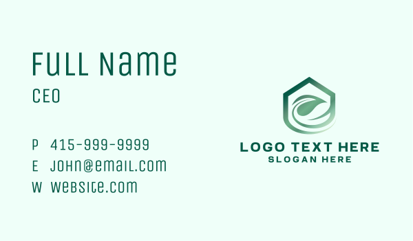 Nature Leaf Home Business Card Design Image Preview