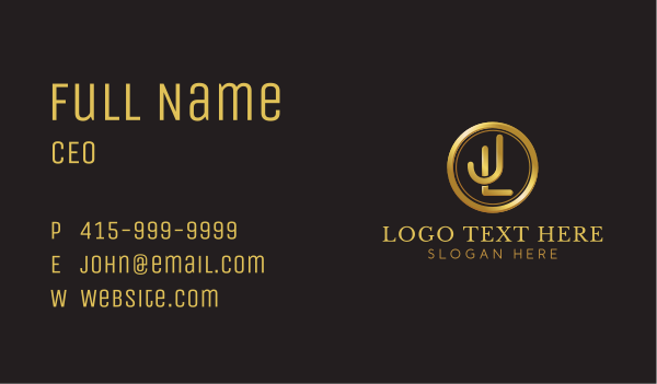 Golden Deluxe Monogram JL Business Card Design Image Preview