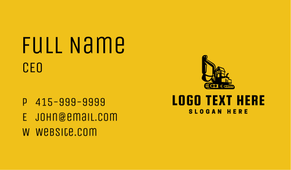 Excavator Digger Construction Business Card Design Image Preview