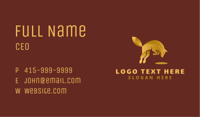 Golden Fox Jumping Business Card Image Preview