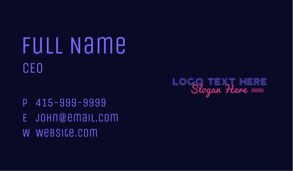 Neon Generic Wordmark Business Card Design Image Preview