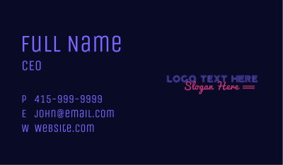 Neon Generic Wordmark Business Card Image Preview