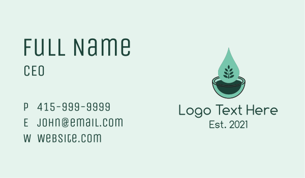 Natural Oil Droplet, Business Card Design Image Preview