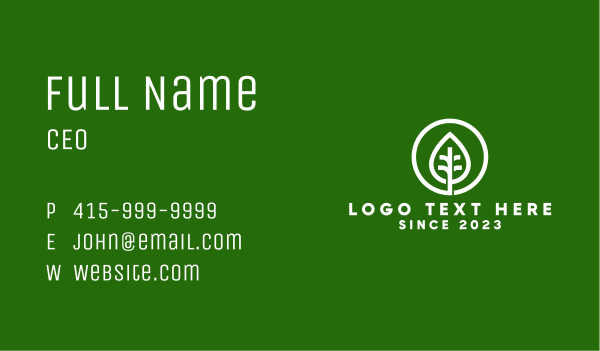 Leaf Agriculture Emblem  Business Card Design Image Preview