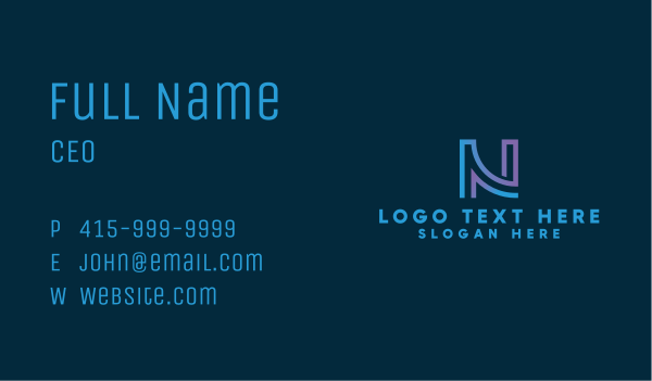 Blue Firm Letter N Business Card Design Image Preview
