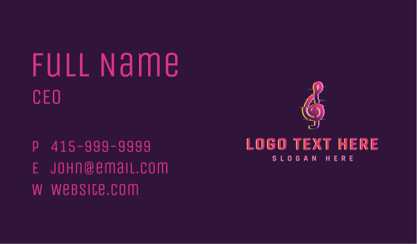 G Clef Glitch Business Card Design Image Preview