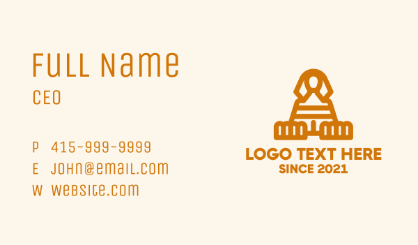 Egyptian Sphinx Statue  Business Card Design Image Preview