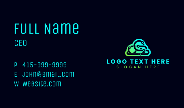 Cyber Technology Cloud Business Card Design Image Preview