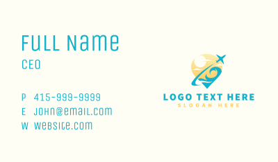 Ocean Wave Airplane Travel Business Card Image Preview