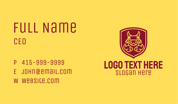 Shield Happy Ox Business Card Design Image Preview
