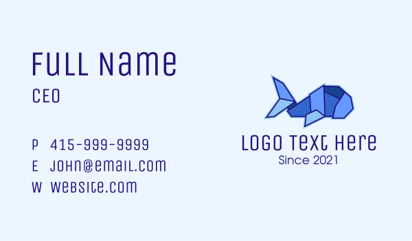 Blue Fish Origami Business Card Design Image Preview