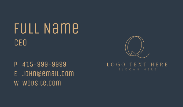 Elegant Minimalist Letter Q Business Card Design Image Preview