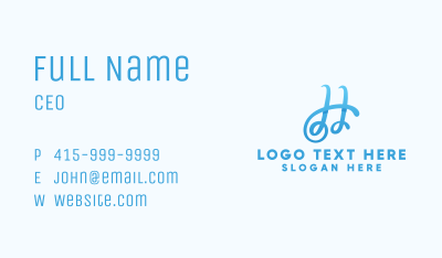 Fancy Blue Letter H Business Card Image Preview