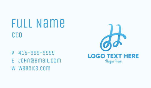 Fancy Blue Letter H Business Card Design