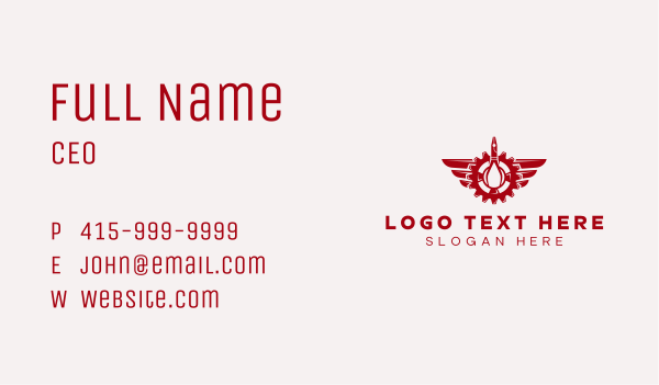 Red Cog Wings Business Card Design Image Preview