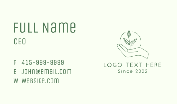 Leaf Sprout Hand Business Card Design Image Preview