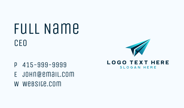 Fly Travel Paper Plane Business Card Design Image Preview