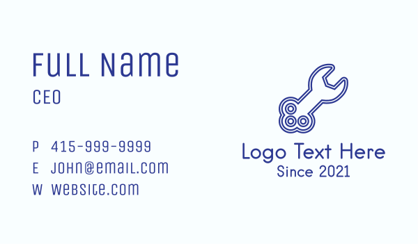 Blue Key Wrench Business Card Design Image Preview