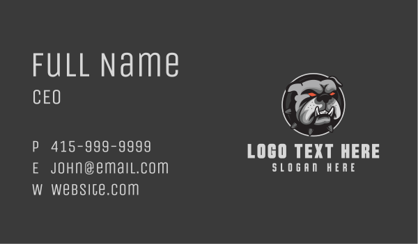 Silver Angry Bulldog Business Card Design Image Preview