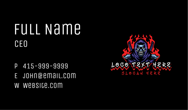 Demon Ninja Gaming Business Card Design Image Preview