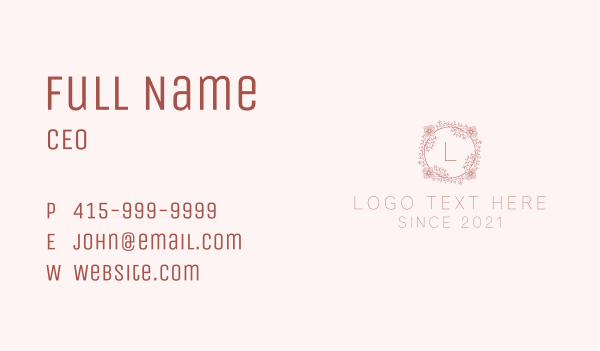 Spring Flower Wreath Business Card Design Image Preview