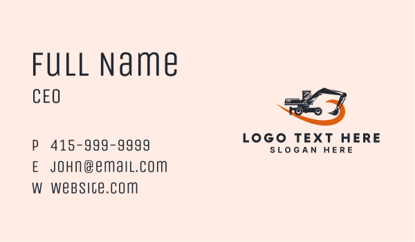 Heavy Equipment Excavator Business Card Design Image Preview