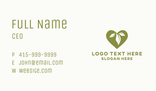 Organic Leaf Heart Business Card Design Image Preview