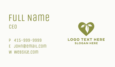 Organic Leaf Heart Business Card Image Preview