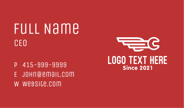 White Wrench Wing Business Card Design Image Preview