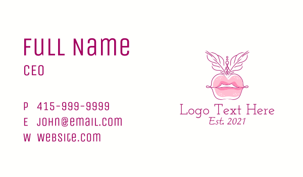 Minimalist Burlesque Lips Business Card Design Image Preview