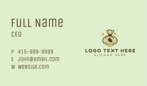 Cash Money Bag Dollar Business Card Design Image Preview