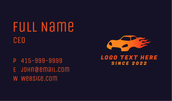 Blazing Sports Car Business Card Design Image Preview