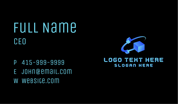 Tech Cube Swoosh Software Business Card Design Image Preview
