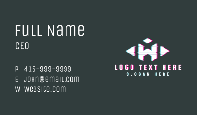 Glitch Letter W Business Card Image Preview