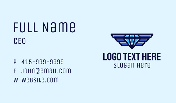 Blue Winged Diamond Business Card Design Image Preview