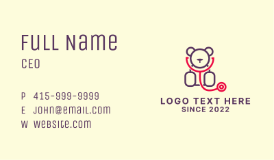 Bear Pediatrician Mascot  Business Card