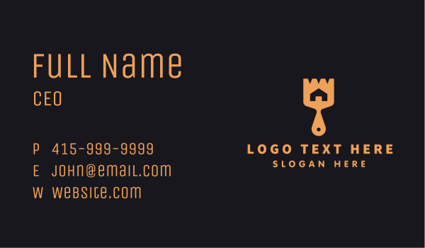 Orange House Paint Brush Business Card Design Image Preview
