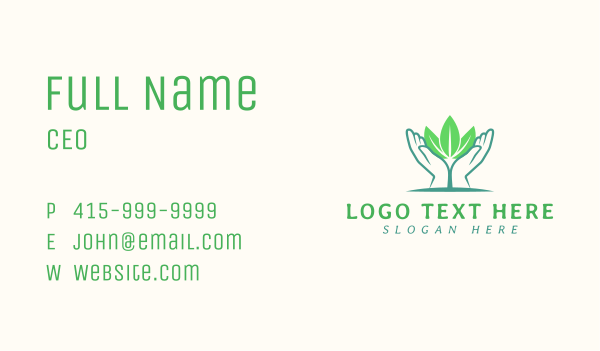 Hands Nature Leaves  Business Card Design Image Preview