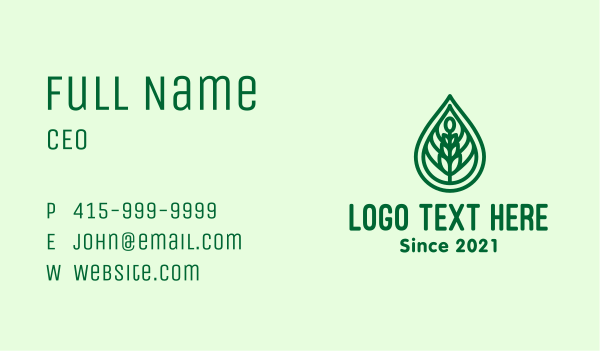 Green Plant Oil Extract Business Card Design Image Preview