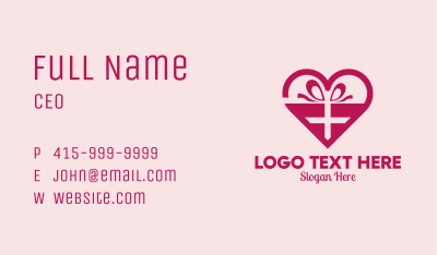 Valentine's Day Heart Present  Business Card Image Preview